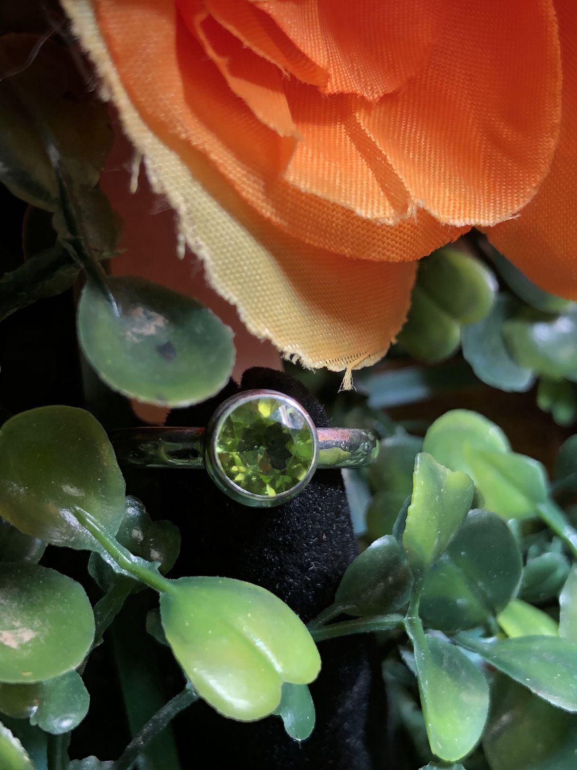 Peridot Round Faceted Ring