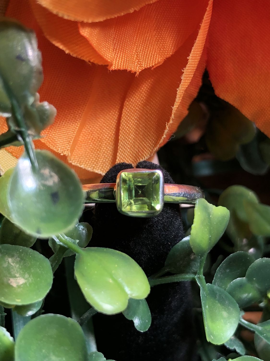 Peridot Square Ring