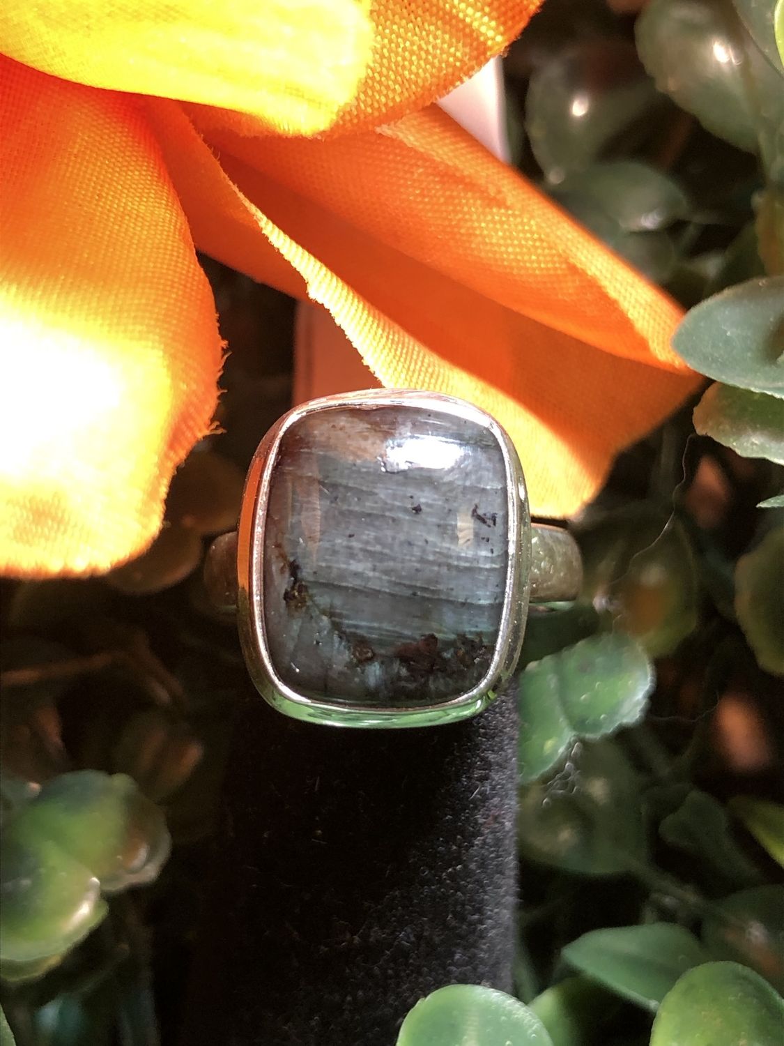 Larvikite Rounded Square Ring sz 5