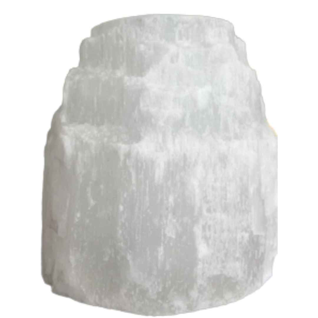 Selenite 3  Votive Candle Holder