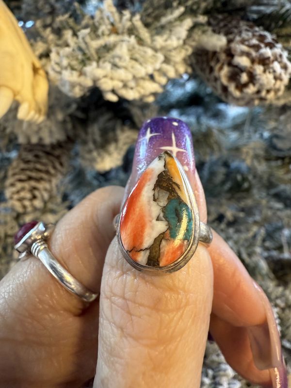 Sz7 Spiny Oyster Turquoise Ring Drop