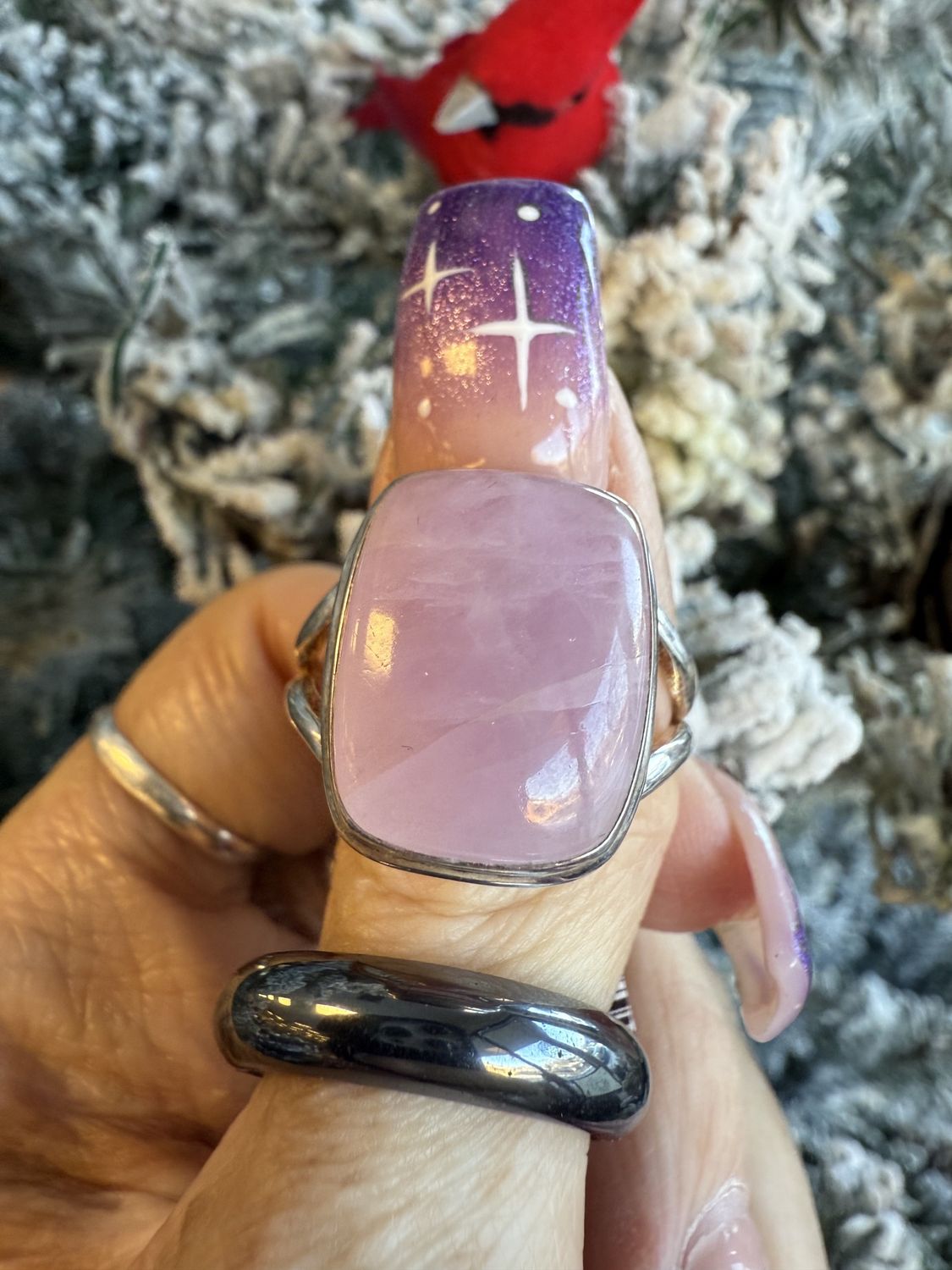 Kunzite Square Ring Sz 12