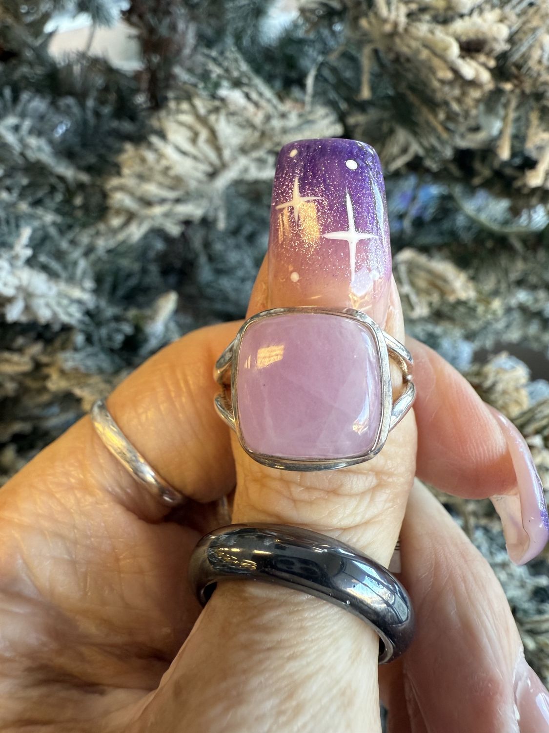 Kunzite Square Ring Sz 10