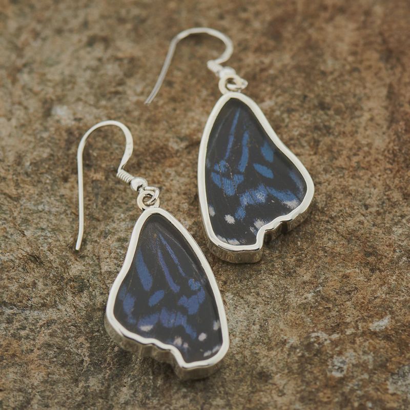 Mexican Bluewing Fine Silver Earrings