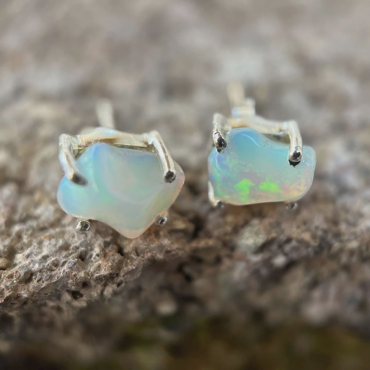 Ethiopian Opal Stud Earrings