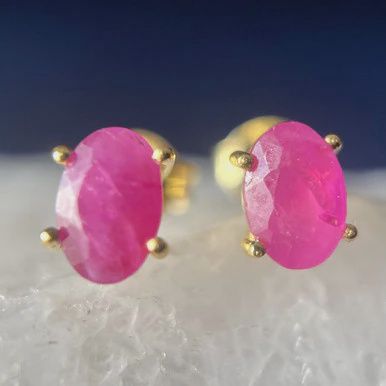 Ruby Oval Gold Studs