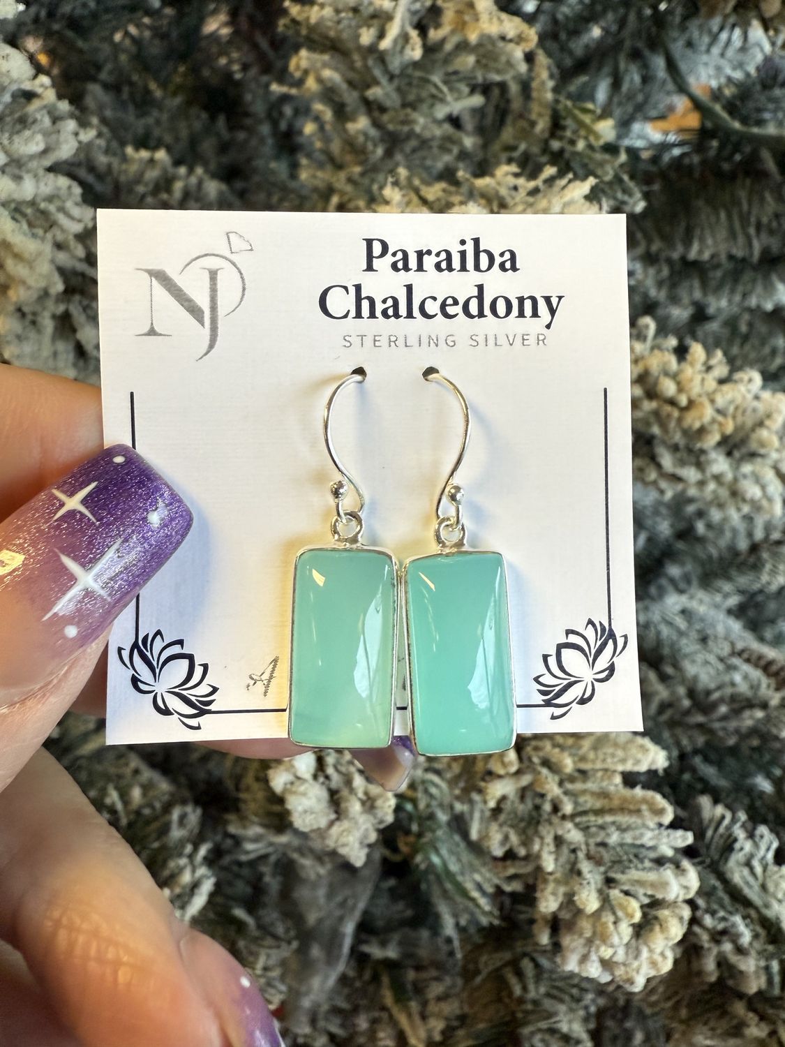 Paraiba Chalcedony Sterling Earrings