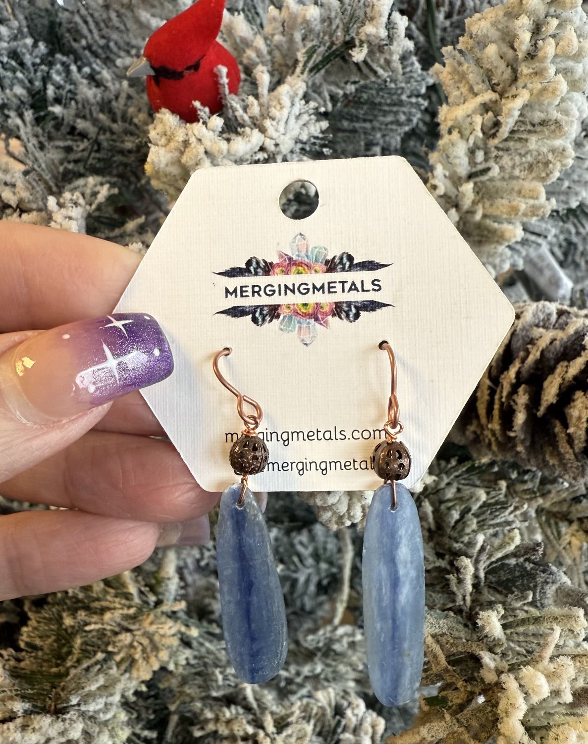 Polished Blue Kyanite Earrings