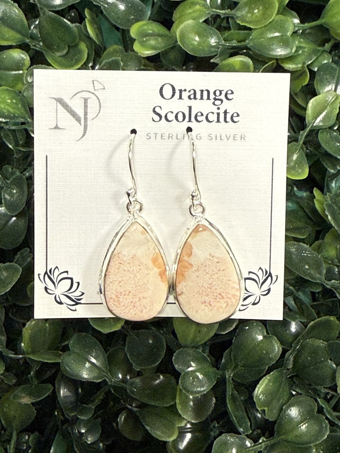 Orange Scolecite Drop Earrings