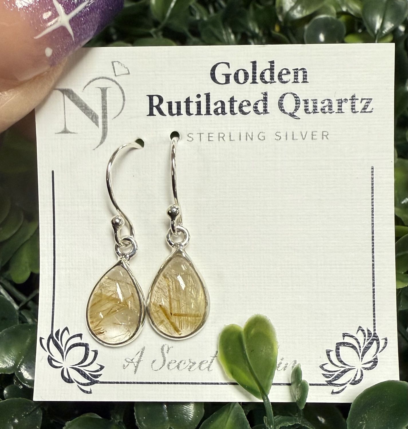 Golden Rutilated Quartz Dangle Earrings