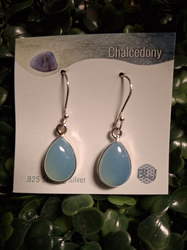 Sterling Blue Chalcedony Drop Earring