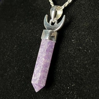 Lepidolite Point Pendant With Moon