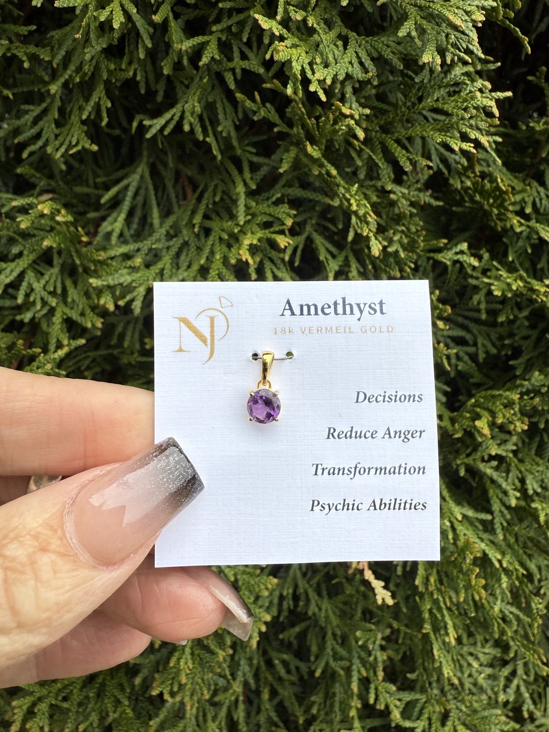 Amethyst Faceted Round Vermeil Gold Pendant