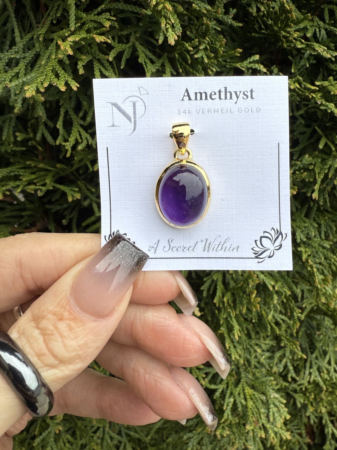 Amethyst Oval Vermeil Gold Pendant