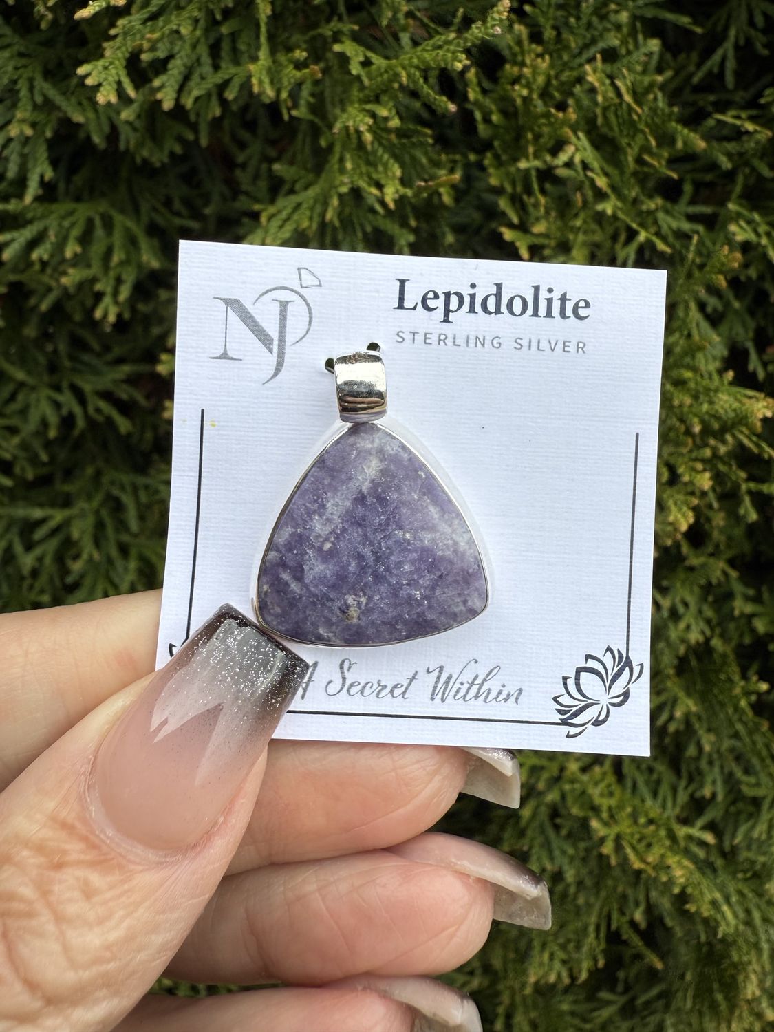 Lepidolite Triangular Pendant