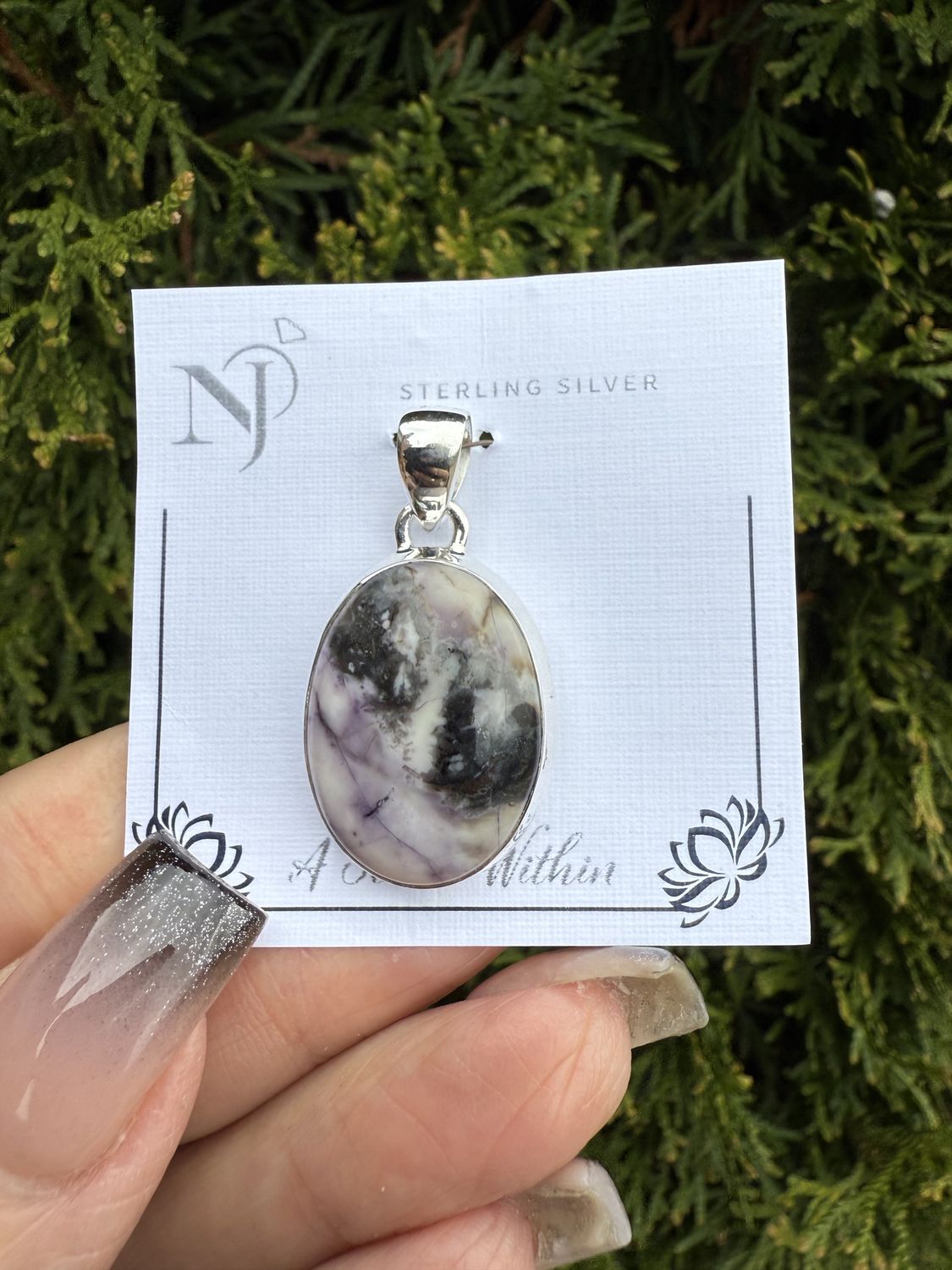 Tiffany Stone Oval Sterling Pendant