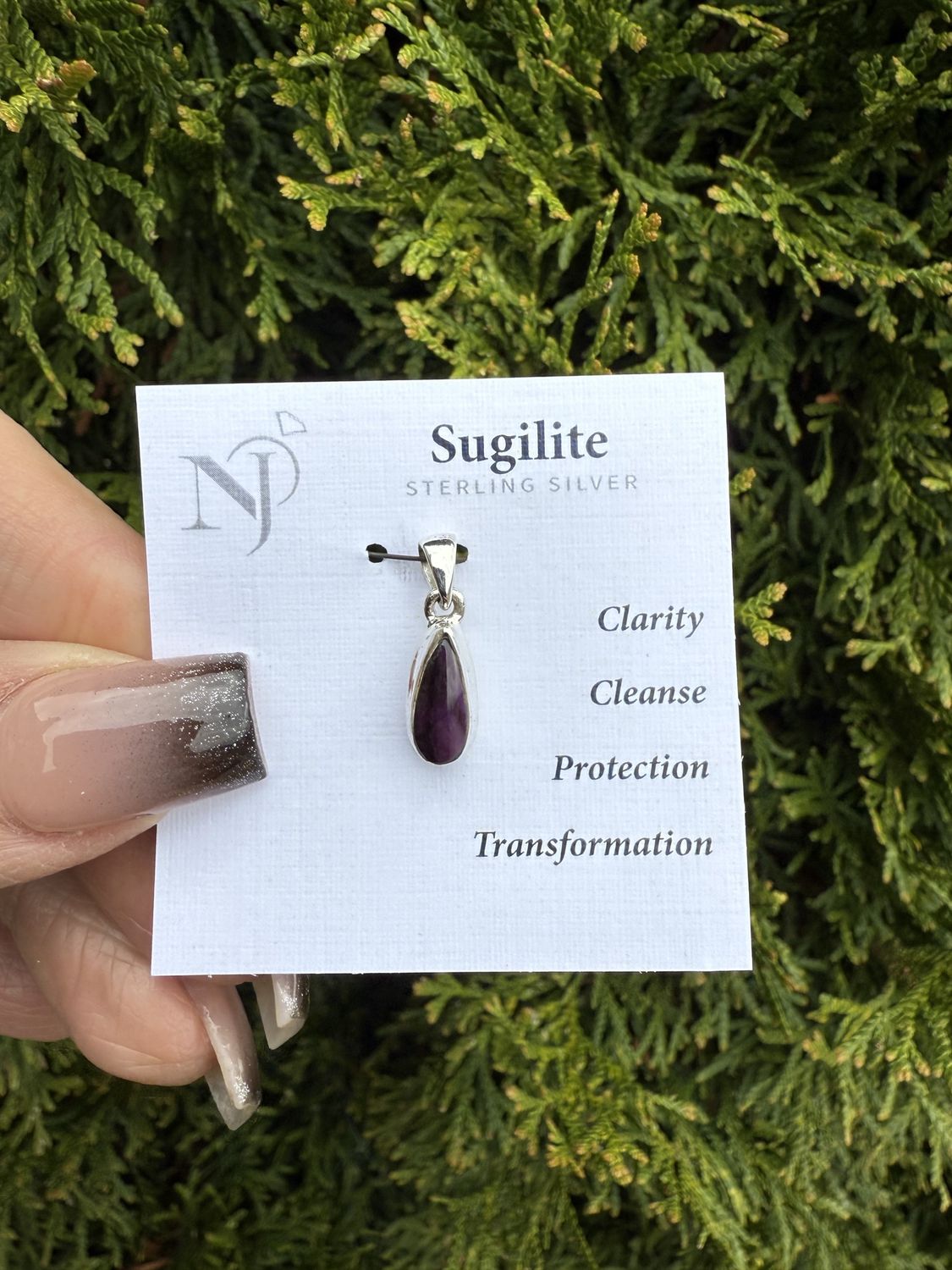 Sugilite Dainty Teardrop Sterling Pendant