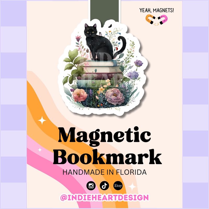 Cats With Books Magnetic Bookmark