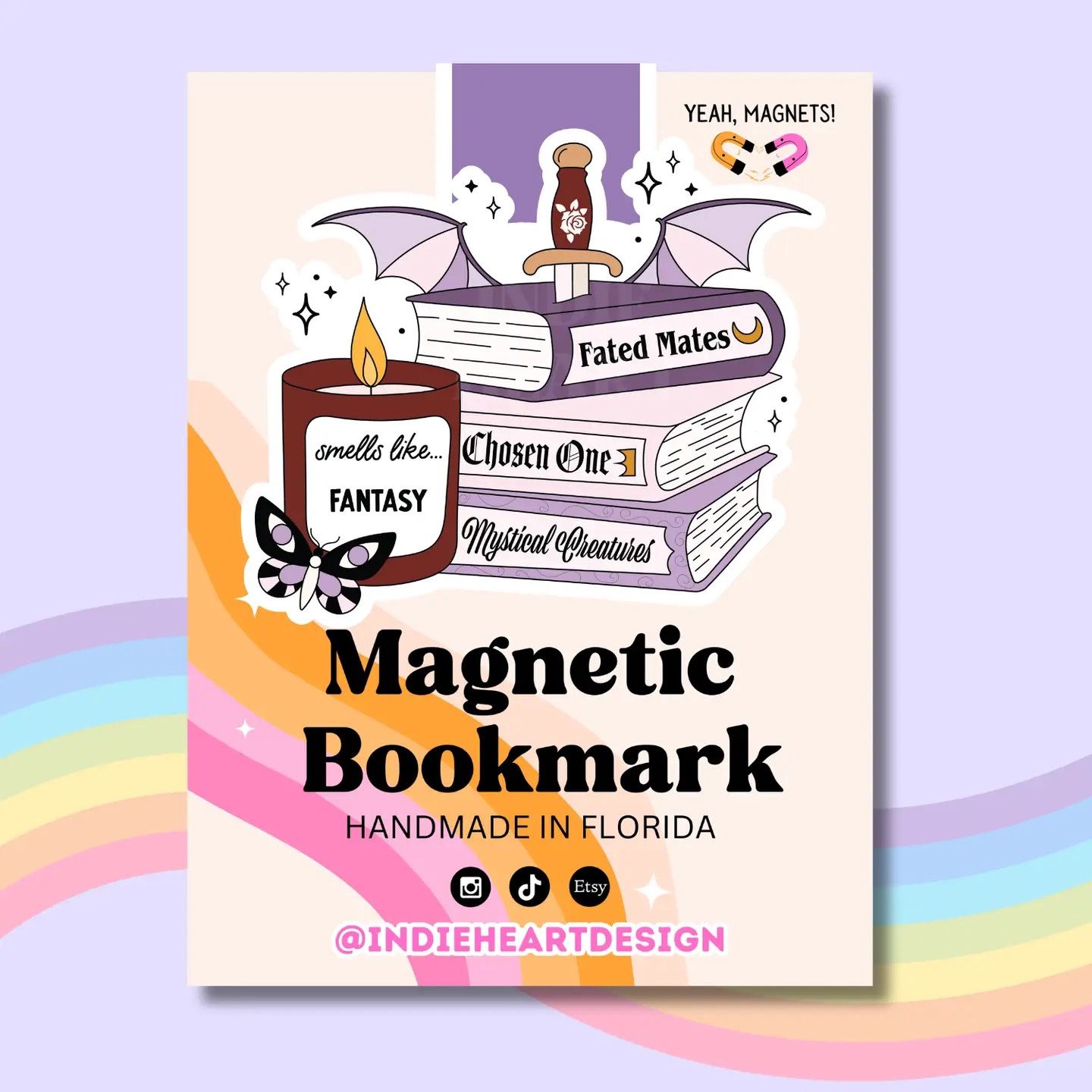 Fantasy Reader Bookstack Magnetic Bookmark