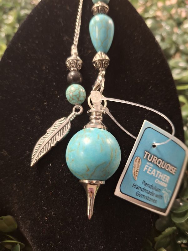 Turquoise Pendulum With Feather