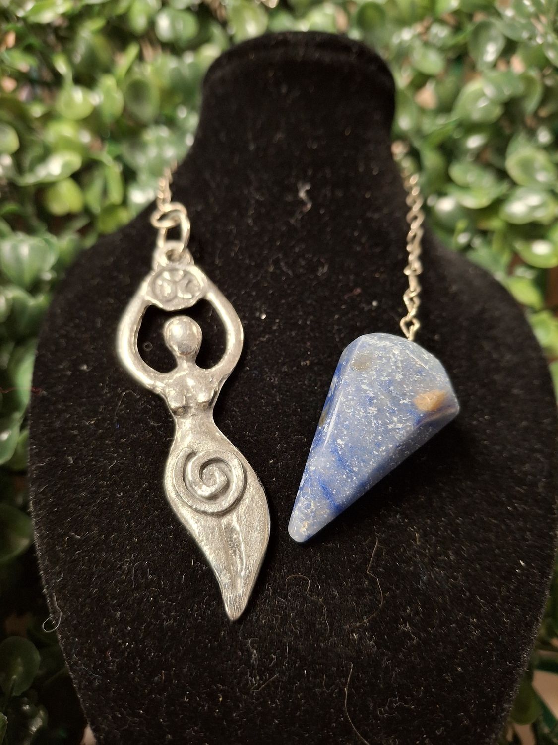Blue Aventurine Spiral Moon Goddess Pendulum Deva Designs