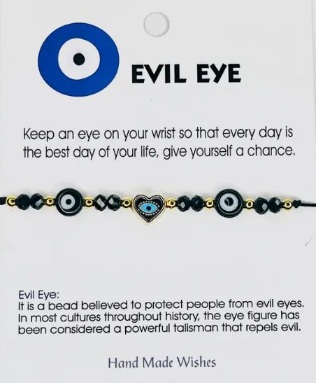 Black Heart Evil Eye Bracelet