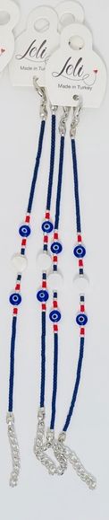Navy Beaded Evil Eye Bracelet