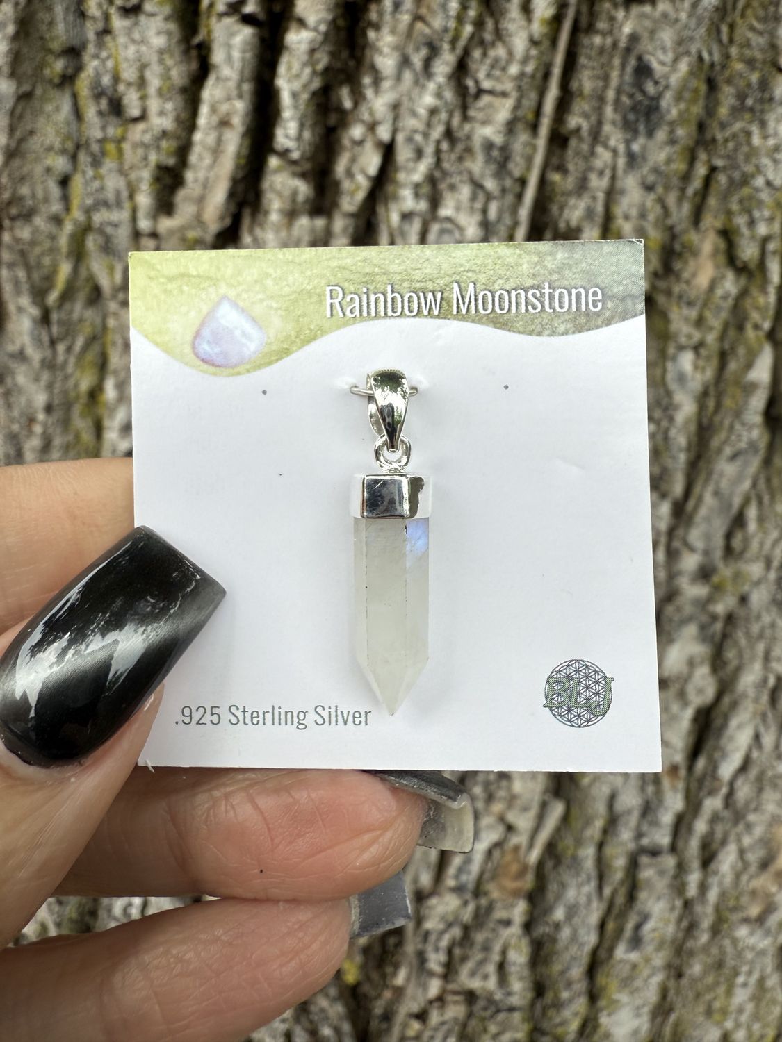 Rainbow Moonstone Pencil Pendant