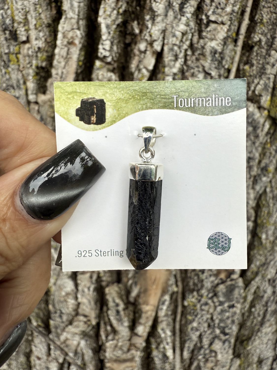 Black Tourmaline Pencil Pendant