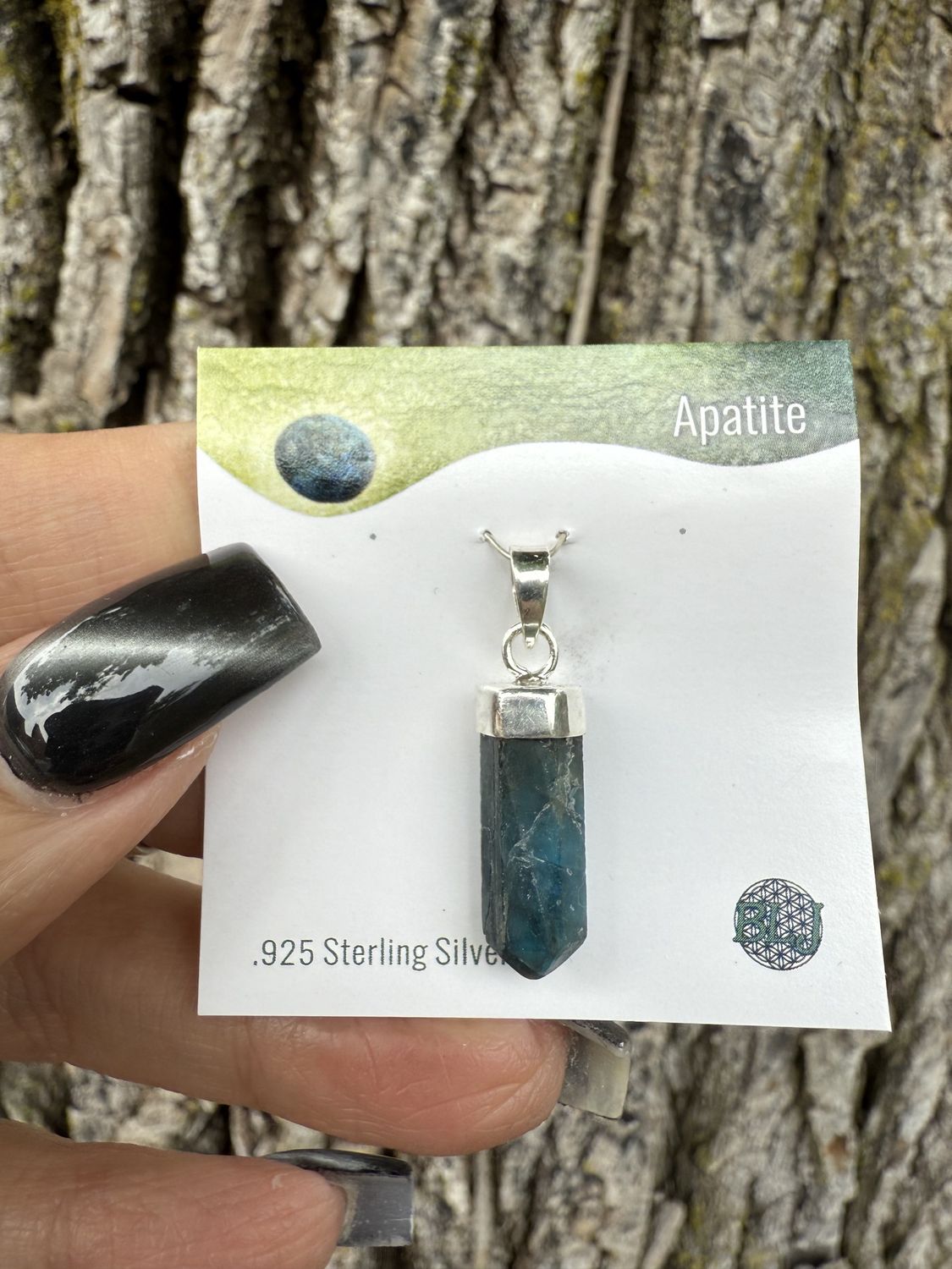 Blue Apatite Pencil Pendant