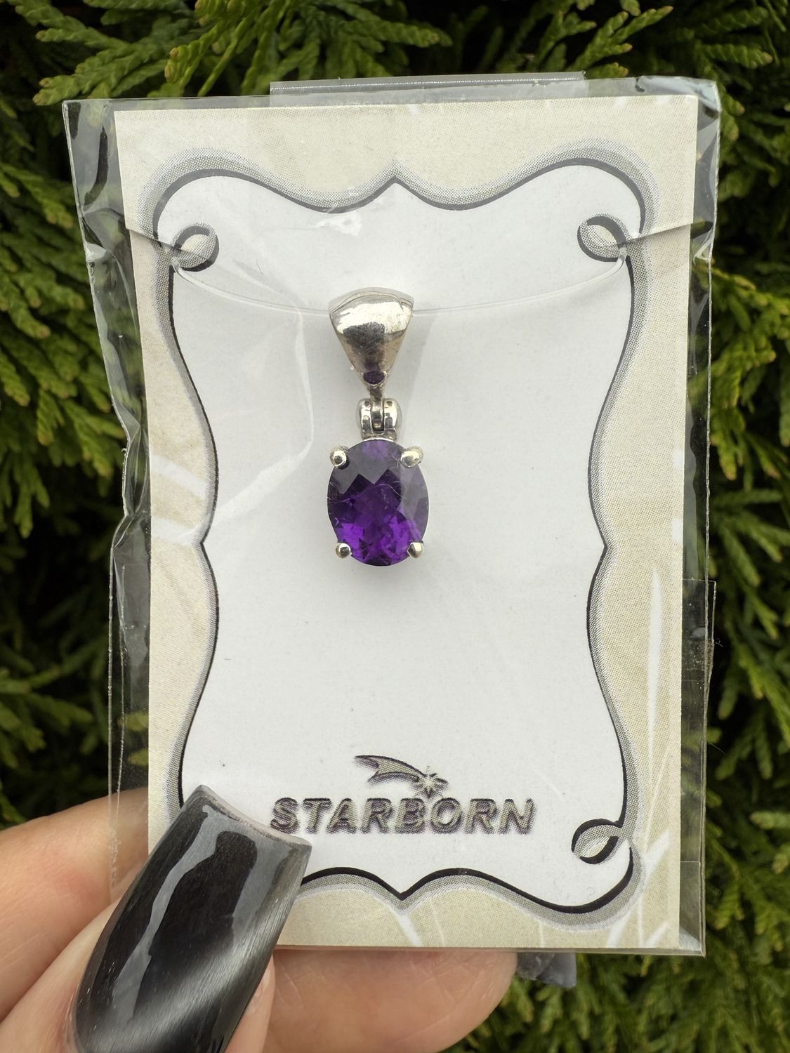 Amethyst Faceted Round Pendant