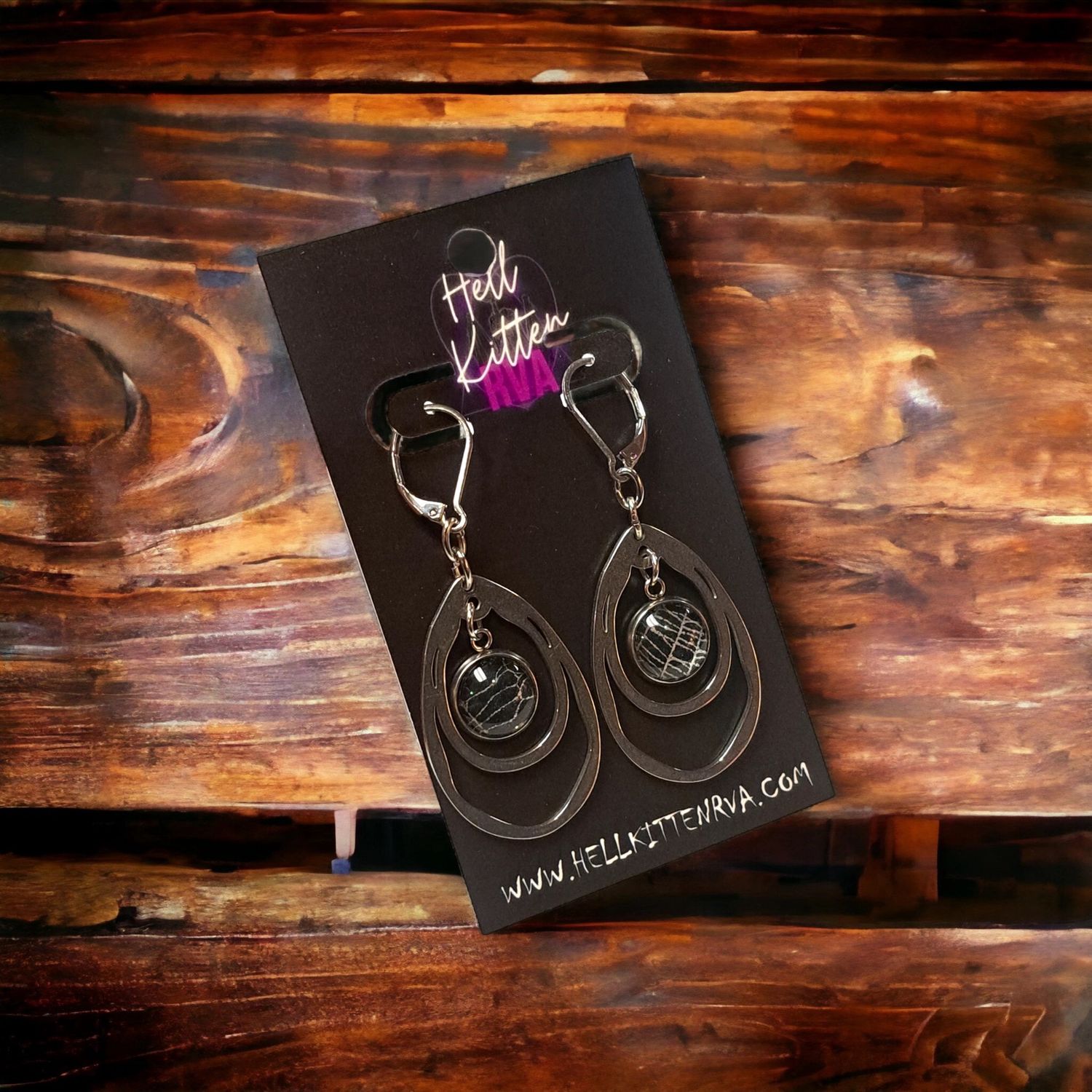 Real Spiderweb Organic Teardrop Earrings