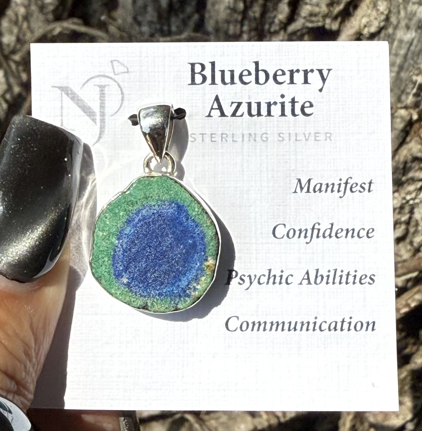 Blueberry Azurite Sterling Pendant