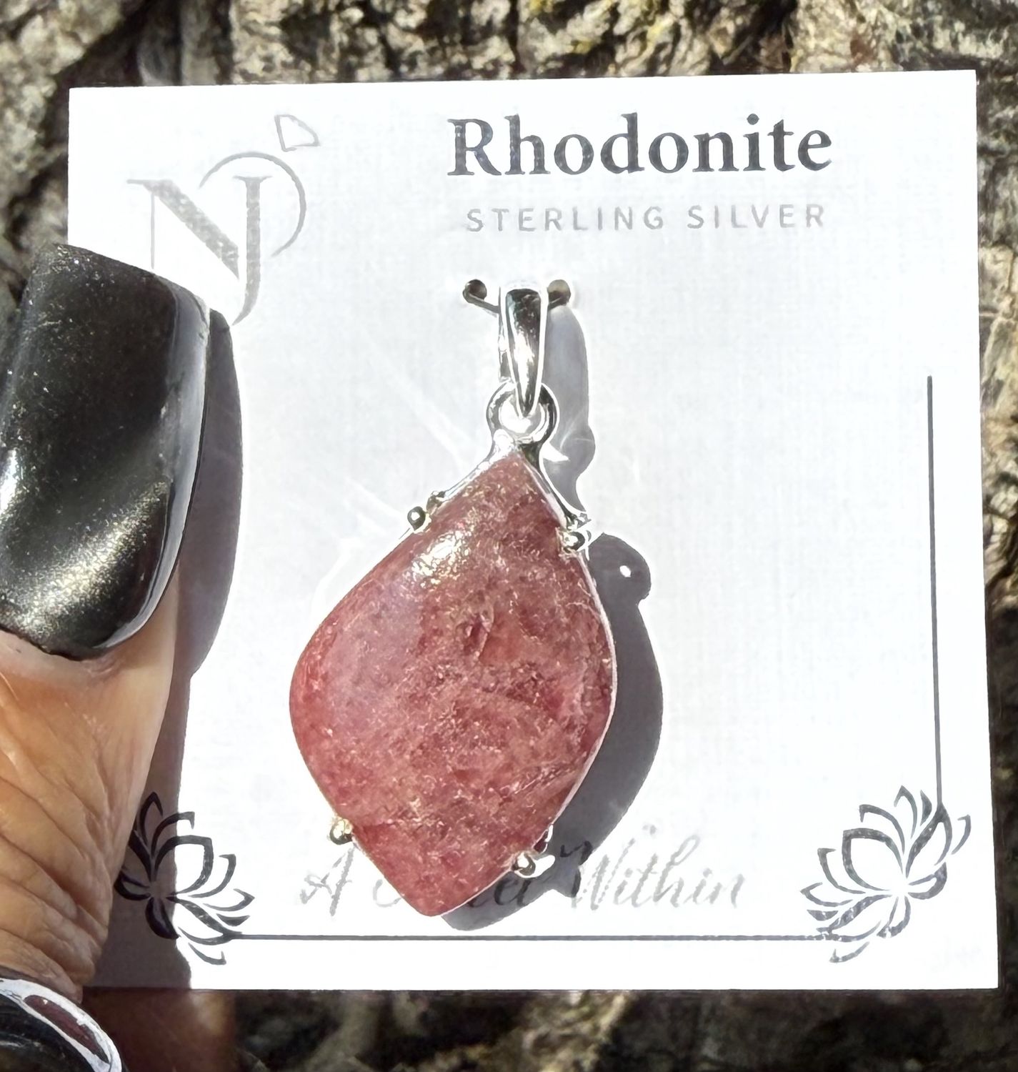 Rhodonite Sterling Silver Pendant