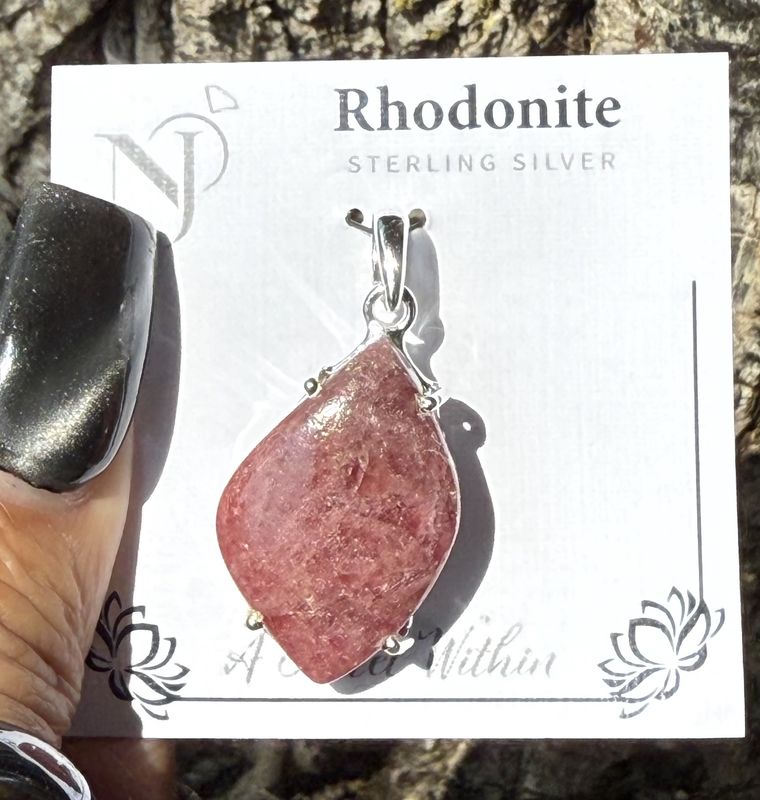 Rhodonite Sterling Silver Pendant