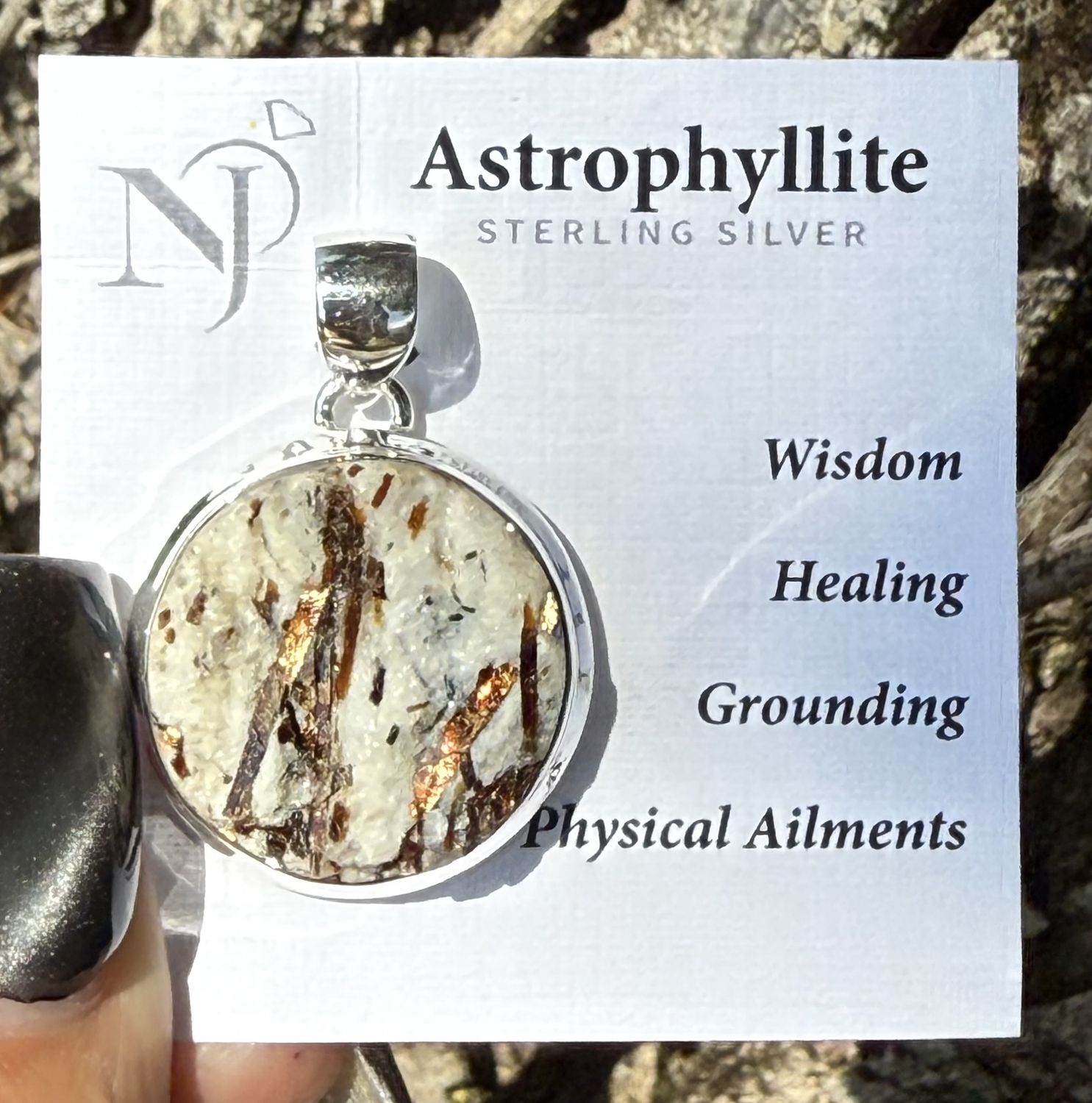 Astrophyllite Round Sterling Pendant