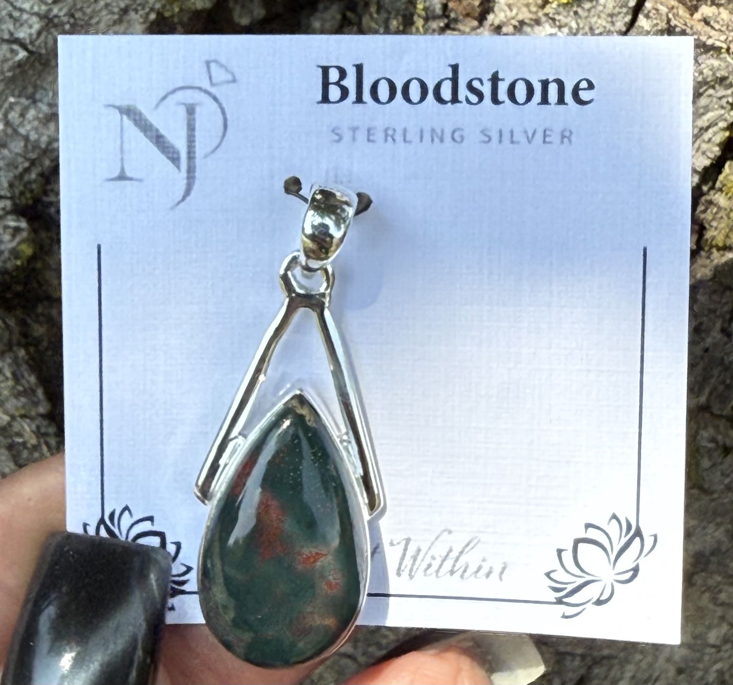 Bloodstone Teardrop Pendant