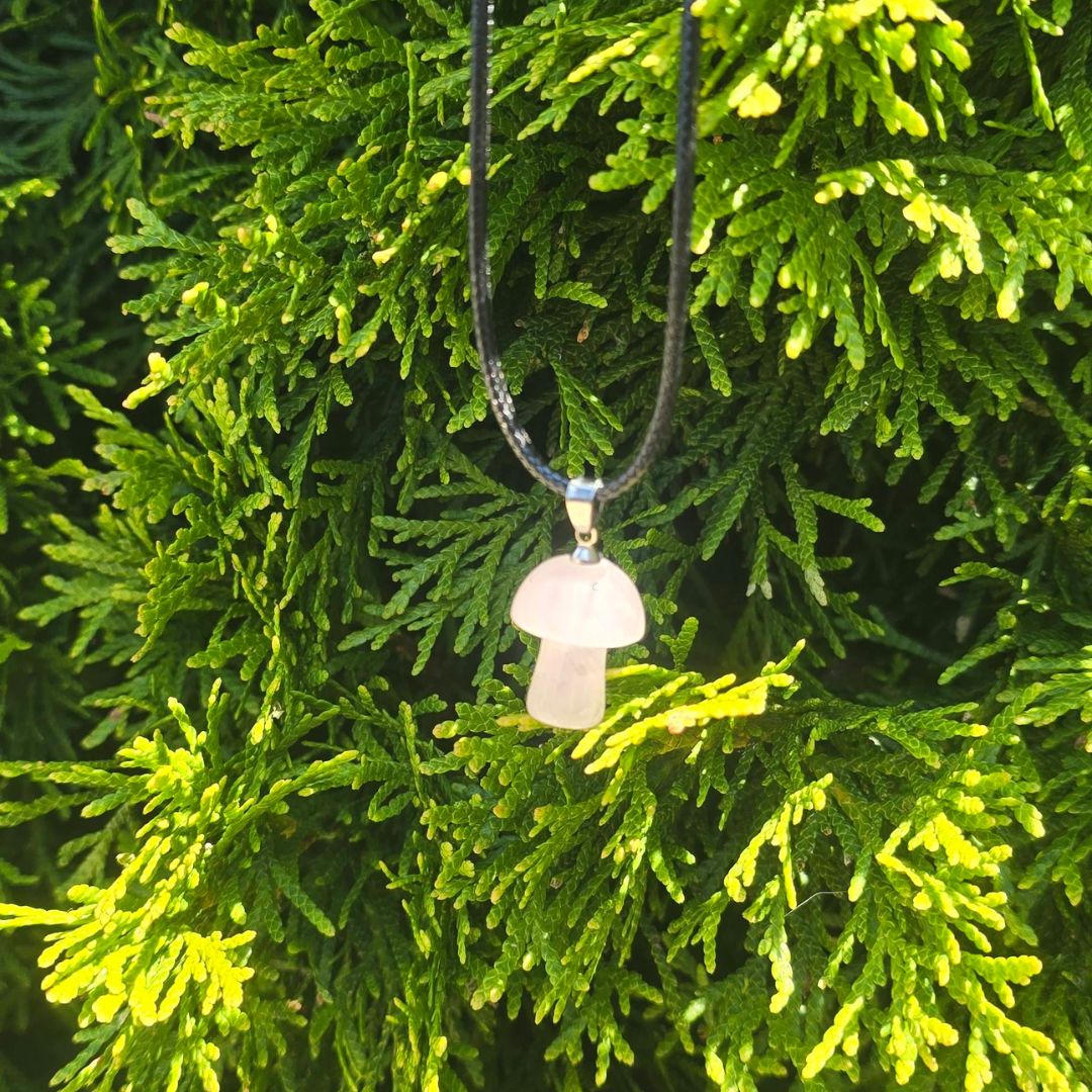 Rose Quartz Mushroom Necklace
