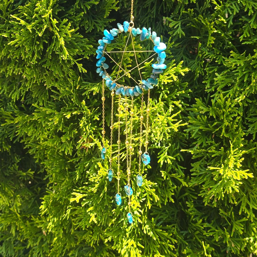 Apatite Pentacle &amp; Hearts Suncatcher