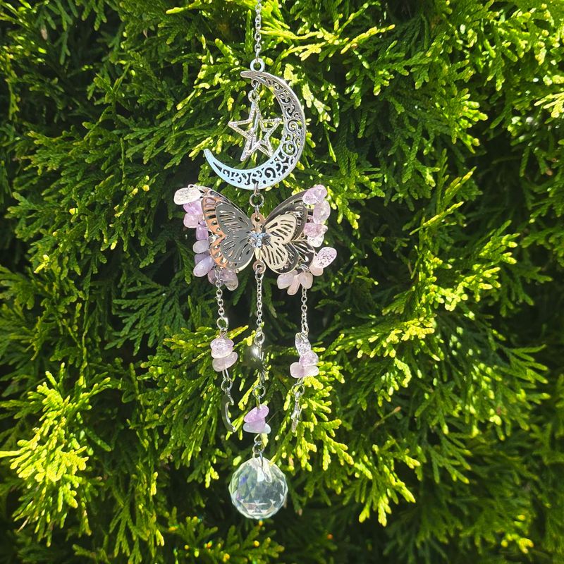 Amethyst Butterfly Moon Suncatcher