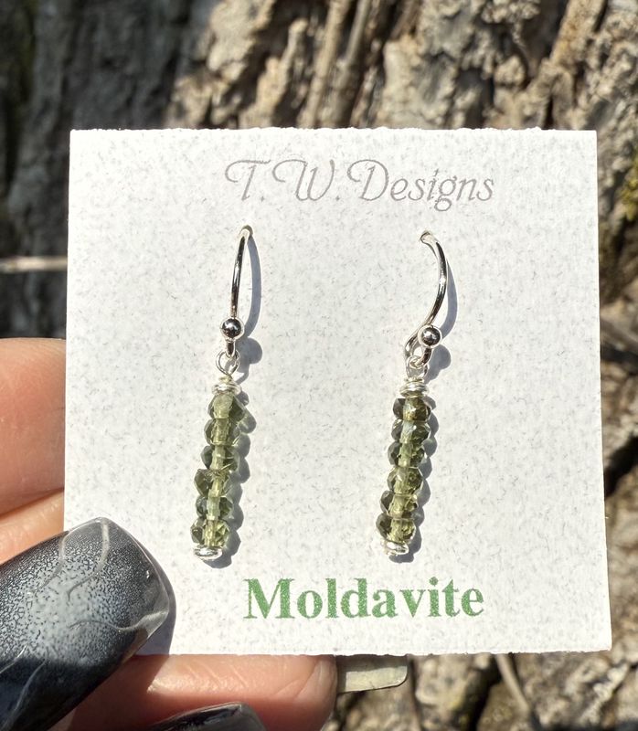 Moldavite Beaded Dangle Earrings