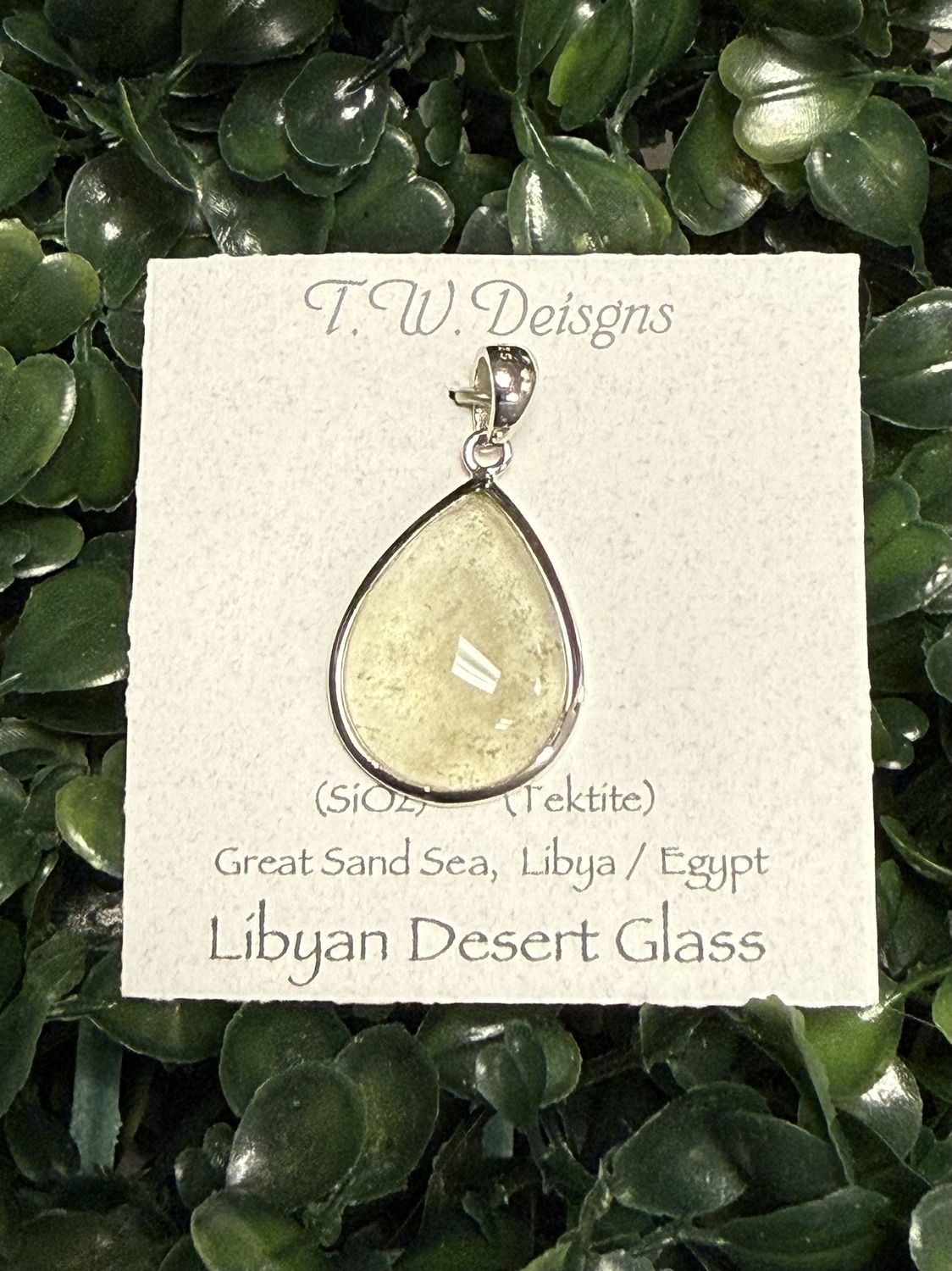 Libyan Desert Glass Tear Drop Pendant