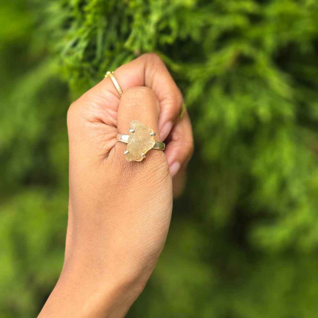 Libyan Desert Glass Sterling Ring Sz 7
