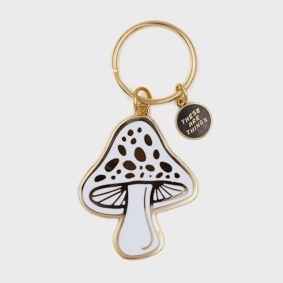 Golden Mushroom Enamel Keychain