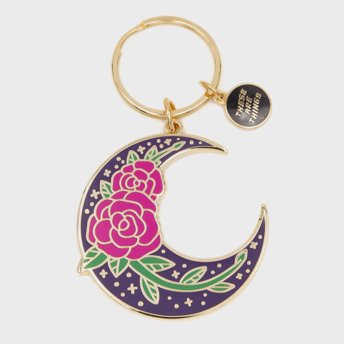 Rose Moon Enamel Keychain