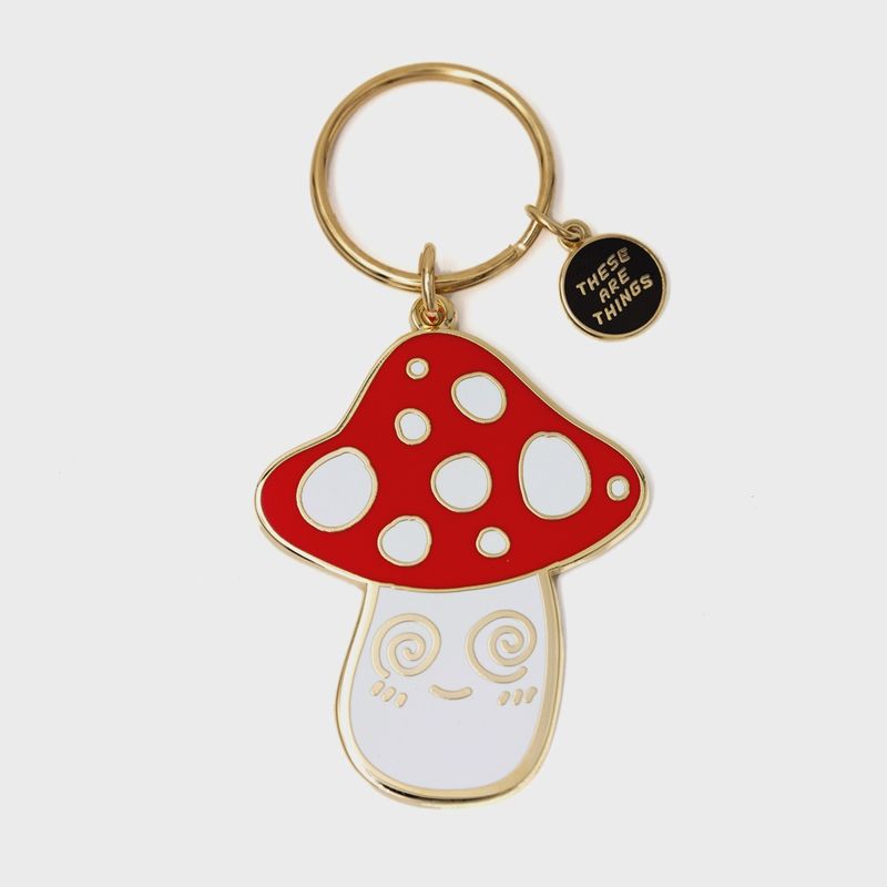 Trippy Mushroom Enamel Keychain