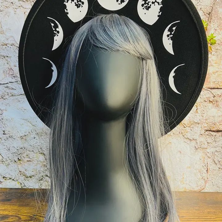 Vegan Felt Moon Phase Wide Brim Hat