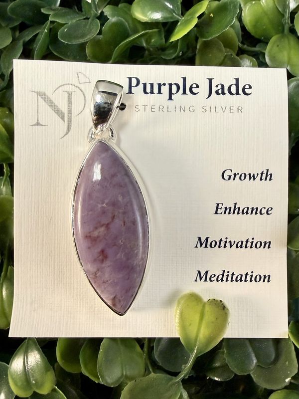 Purple Jade Oval Sterling Pendant