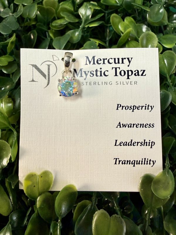 Mystic Topaz Faceted Round Sterling Pendant