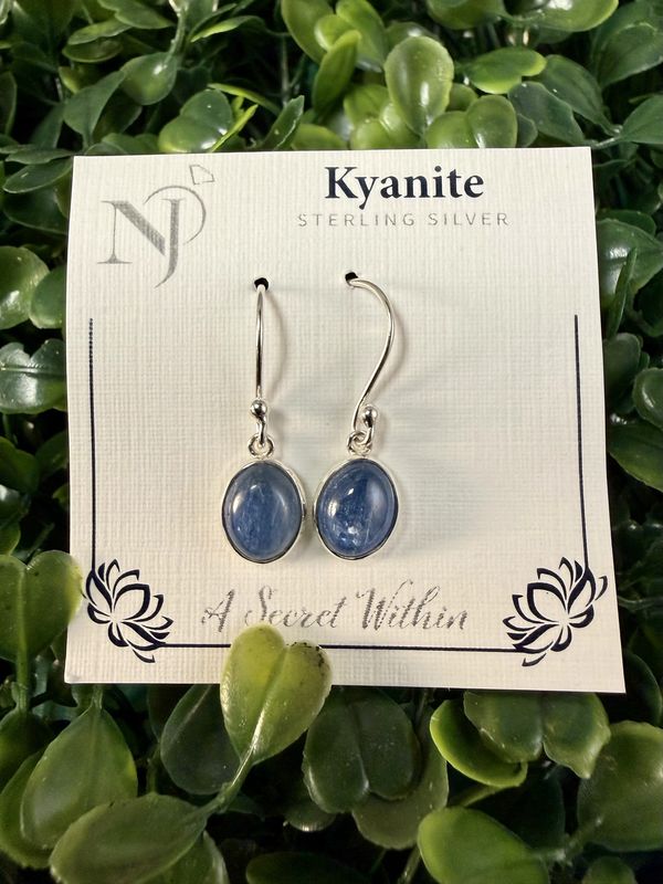 Kyanite Oval Sterling Dangle Earrings